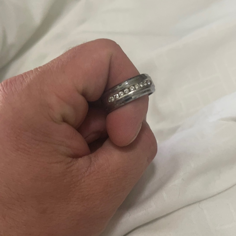 art carved 18k tungsten carbide band